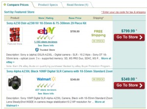 comparison shopping at DealTime