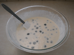 batter with blueberries
