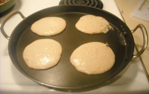 pancakes on griddle