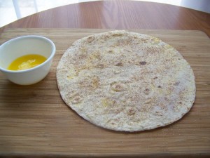 Tortilla with butter and cinammon-sugar