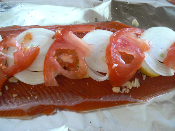 Foild baked salmon